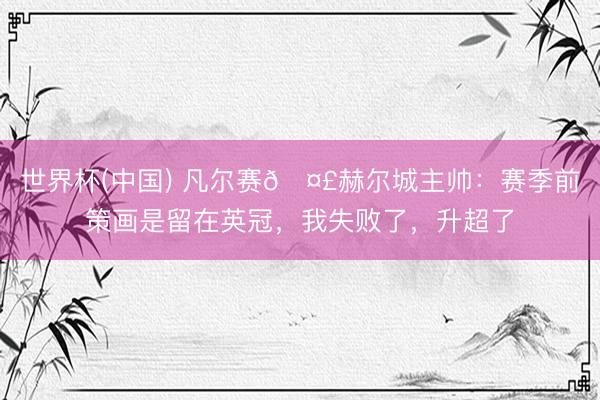 世界杯(中国) 凡尔赛🤣赫尔城主帅：赛季前策画是留在英冠，我失败了，升超了