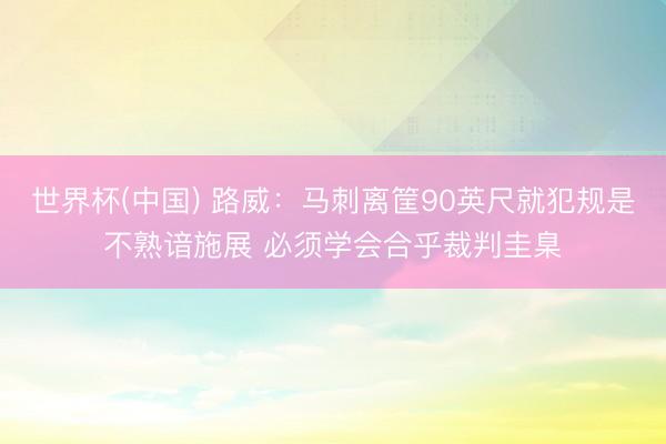世界杯(中国) 路威：马刺离筐90英尺就犯规是不熟谙施展 必须学会合乎裁判圭臬