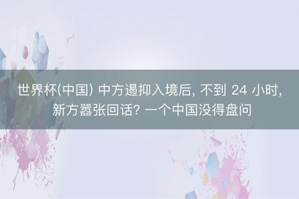 世界杯(中国) 中方遏抑入境后， 不到 24 小时， 新方嚣张回话? 一个中国没得盘问