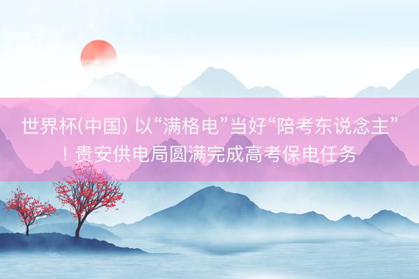 世界杯(中国) 以“满格电”当好“陪考东说念主”! 贵安供电局圆满完成高考保电任务
