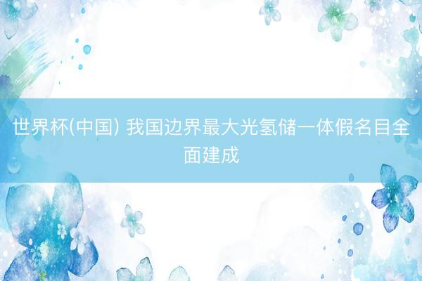 世界杯(中国) 我国边界最大光氢储一体假名目全面建成