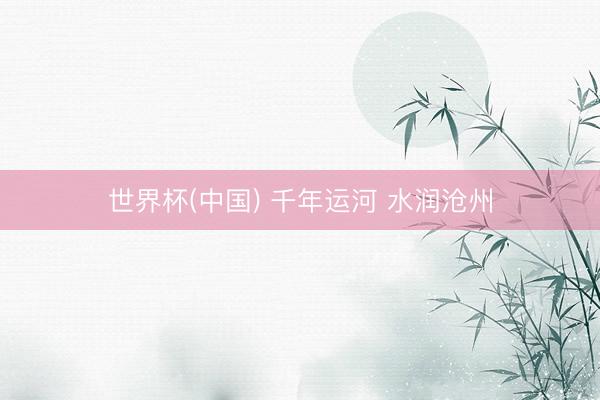 世界杯(中国) 千年运河 水润沧州