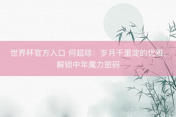 世界杯官方入口 何超琼：岁月千里淀的优雅，解锁中年魔力密码