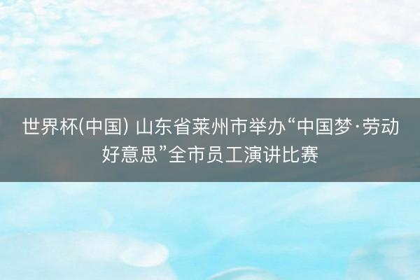世界杯(中国) 山东省莱州市举办“中国梦·劳动好意思”全市员工演讲比赛